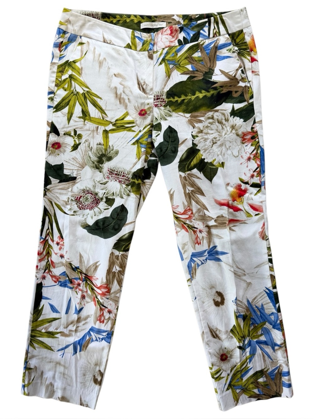 SAINT TROPEZ WEST Tasteful Tropical Cropped Ankle Capris Size 8